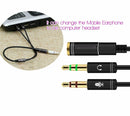3.5mm Aux Stereo Female To Dual Male Audio+MIC Y-Splitter Cable