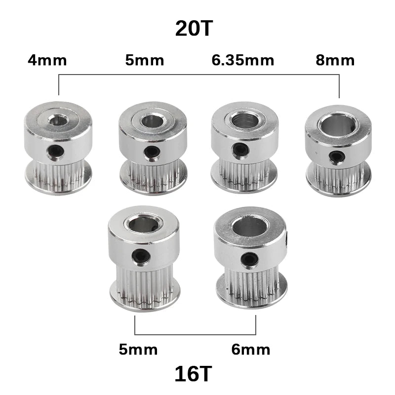 Aluminum GT2 Timing Pulley 16Tooth 6mm Bore For 6mm Belt