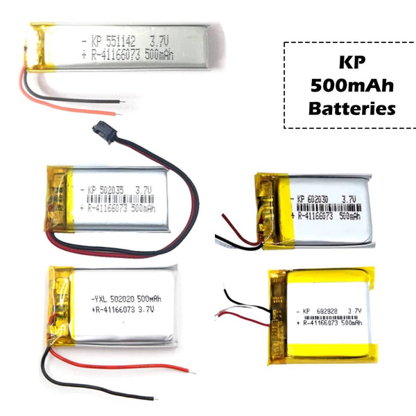 KP: 3.7V 500mAh Lipo Battery - Single Cell Lithium Polymer Battery