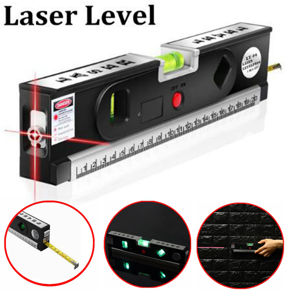 LevelPro4 8IN Laser Spirit Level with Measuring Tape and Three-Way Bubble Alligners