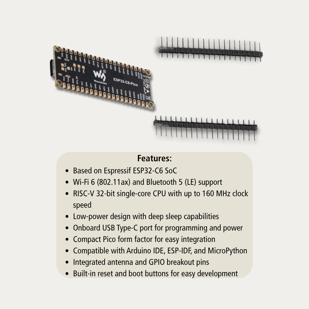 ESP32-C6 Pico Wi-Fi 6 & Bluetooth 5 Low-Power Development Board