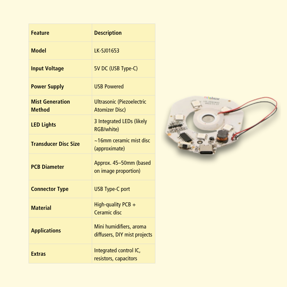 Humidifier Atomizer Circuit Board with LED Ring