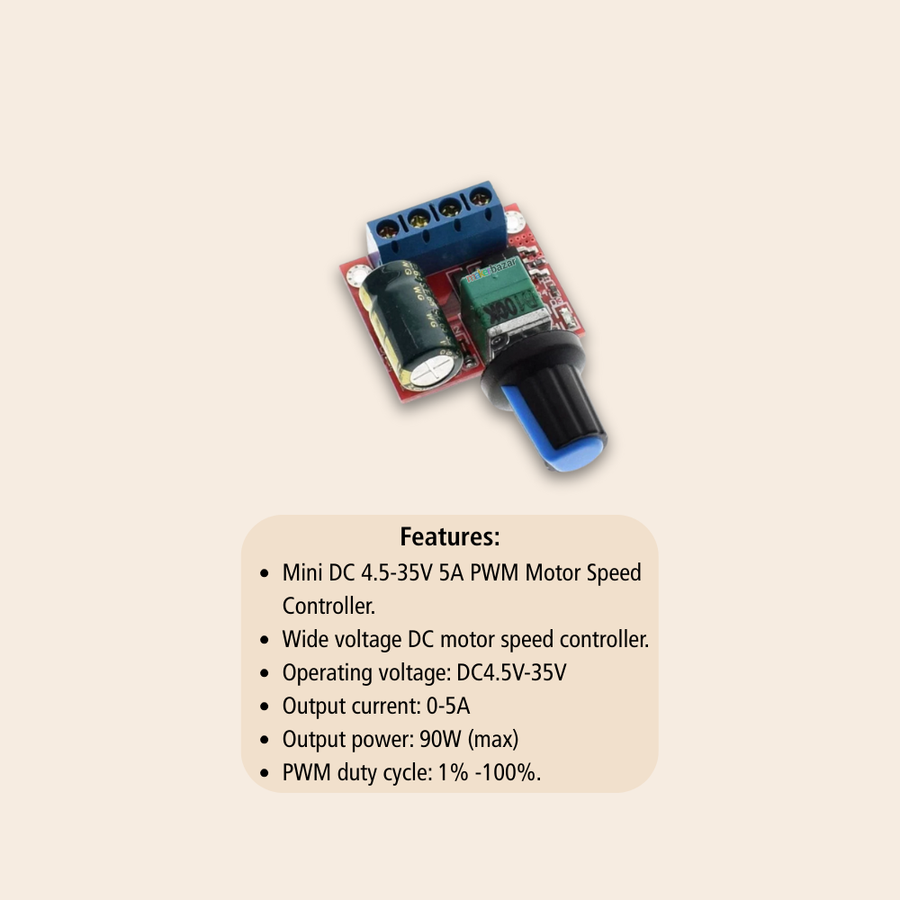 PWM DC Motor Speed Regulator 3V 6V 12V 24V 35V - 5Amp [Red]