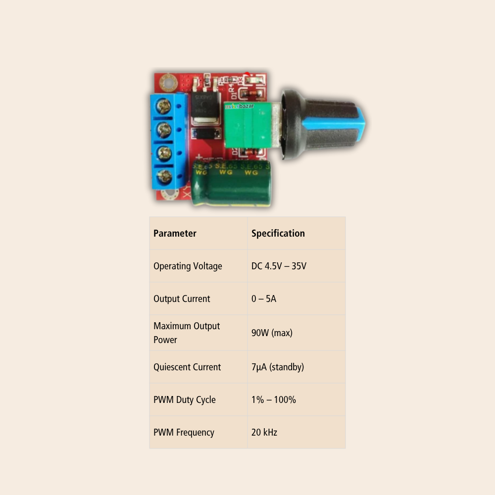 PWM DC Motor Speed Regulator 3V 6V 12V 24V 35V - 5Amp [Red]
