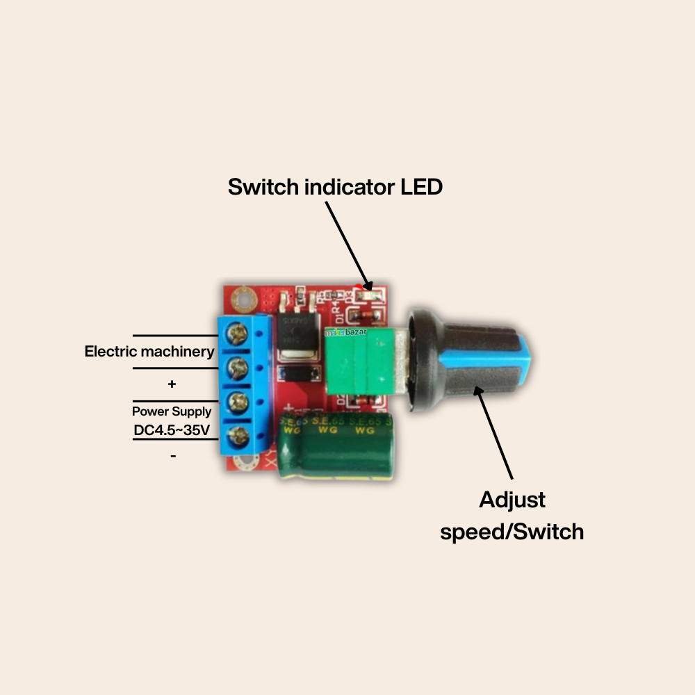 PWM DC Motor Speed Regulator 3V 6V 12V 24V 35V - 5Amp [Red]
