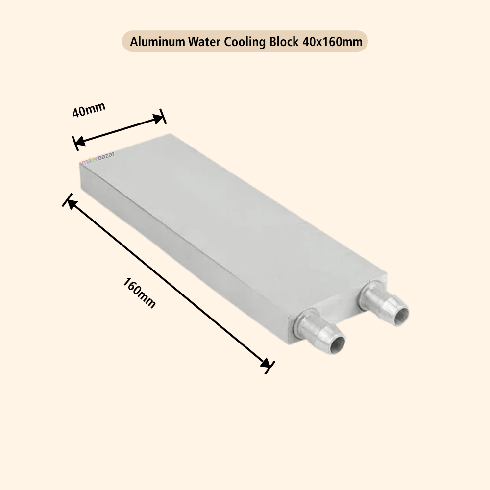 Same-Direction Aluminum Water Cooling Block for CPU/DIY Projects (Nozzles on Short-Side)