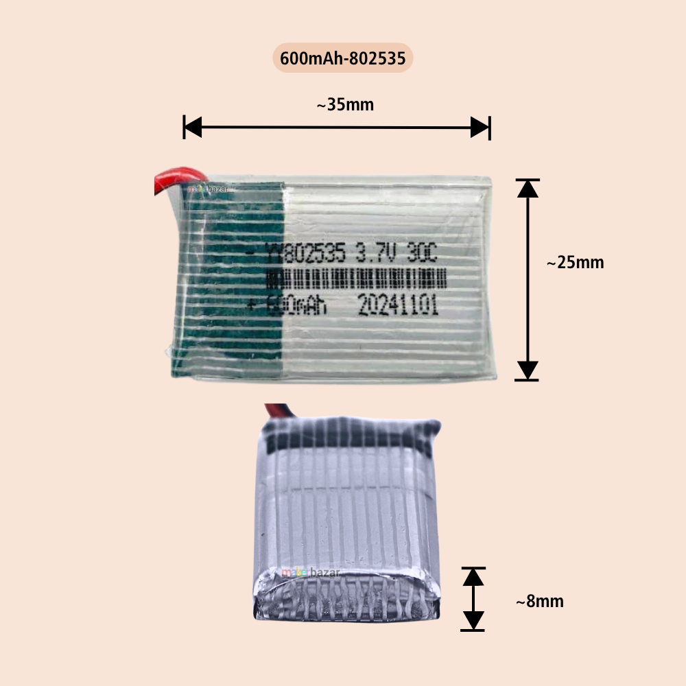 Generic: Drone Lipo Battery - Single Cell 3.7V Lithium Polymer Battery for Mini Drone