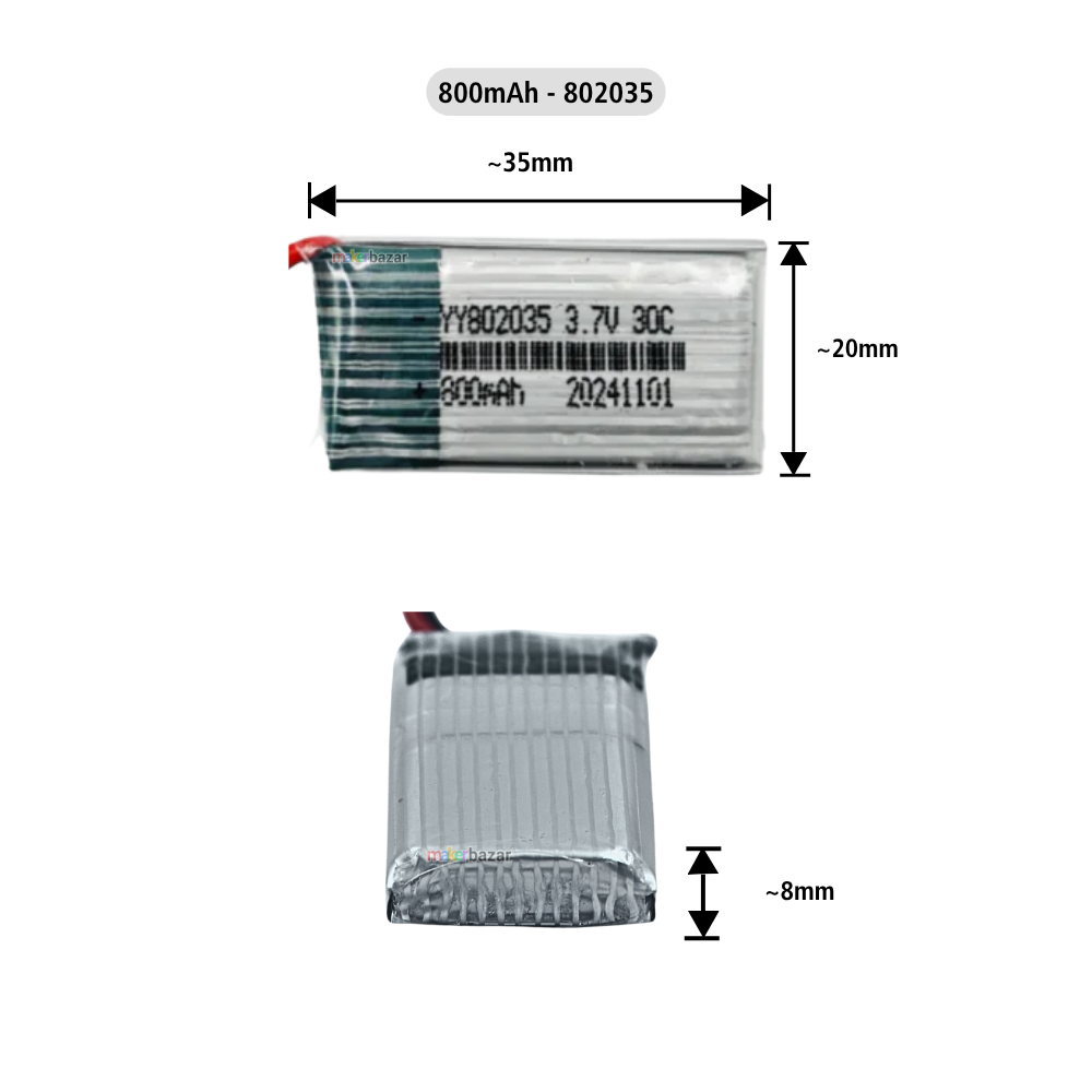 Generic: Drone Lipo Battery - Single Cell 3.7V Lithium Polymer Battery for Mini Drone