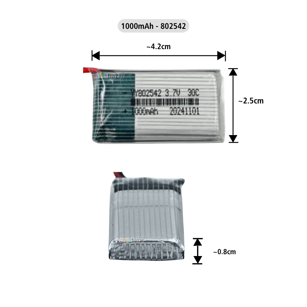 Generic: Drone Lipo Battery - Single Cell 3.7V Lithium Polymer Battery for Mini Drone