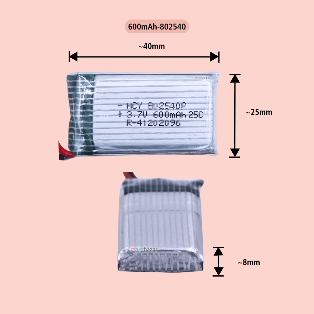 Generic: Drone Lipo Battery - Single Cell 3.7V Lithium Polymer Battery for Mini Drone