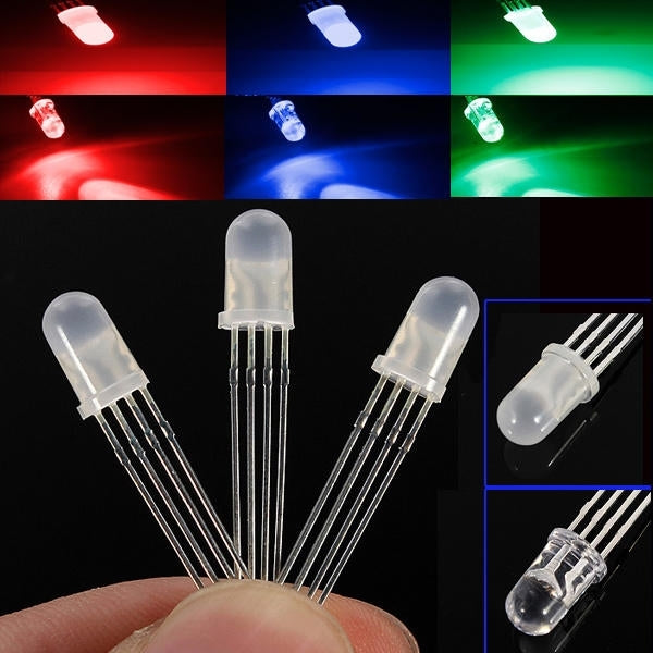 4pin 5mm Bright RGB DIP LEDs (Transparent / Clear)