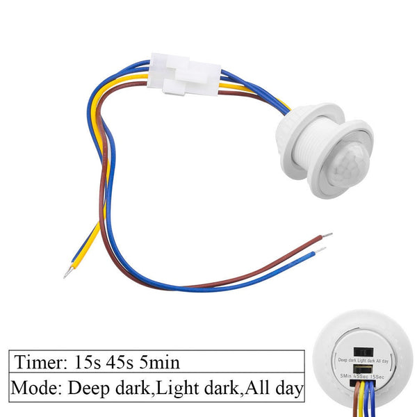 40mm 220VAC PIR Detector Infrared Motion Sensor Switch With Adjustable Light Sensitivity and Time Delay