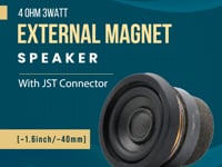 This 4 Ohm 3 Watt External Magnet Speaker comes with a JST Connector, allowing for easy installation and compatibility with many audio systems. At 40 mm in size it provides the perfect balance between power and portability.
