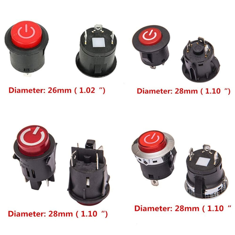 Push Roll Lock 16A 250V Lock-Type Self-Locking Push Button Switch with Light