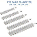 12-Way White Screw Terminal Strip Dual-Row Type-H Wire Connector Block