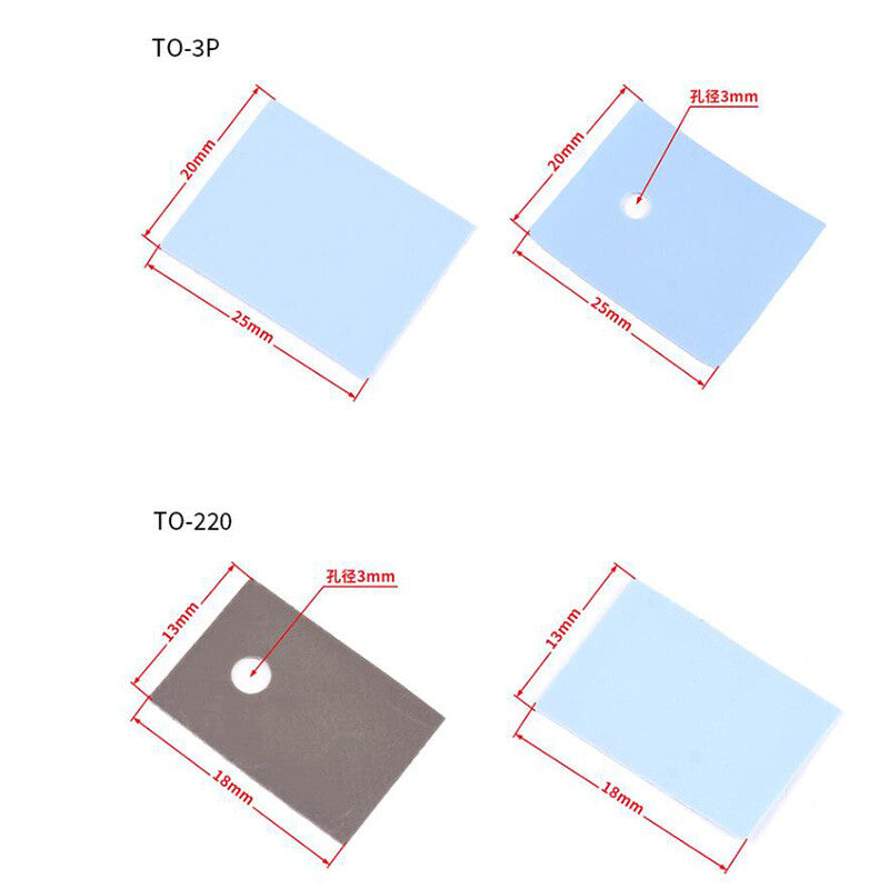 Thermal Insulator Pad Sheet TO-3P/TO-220 Transistor Heatsink for CPU/IC