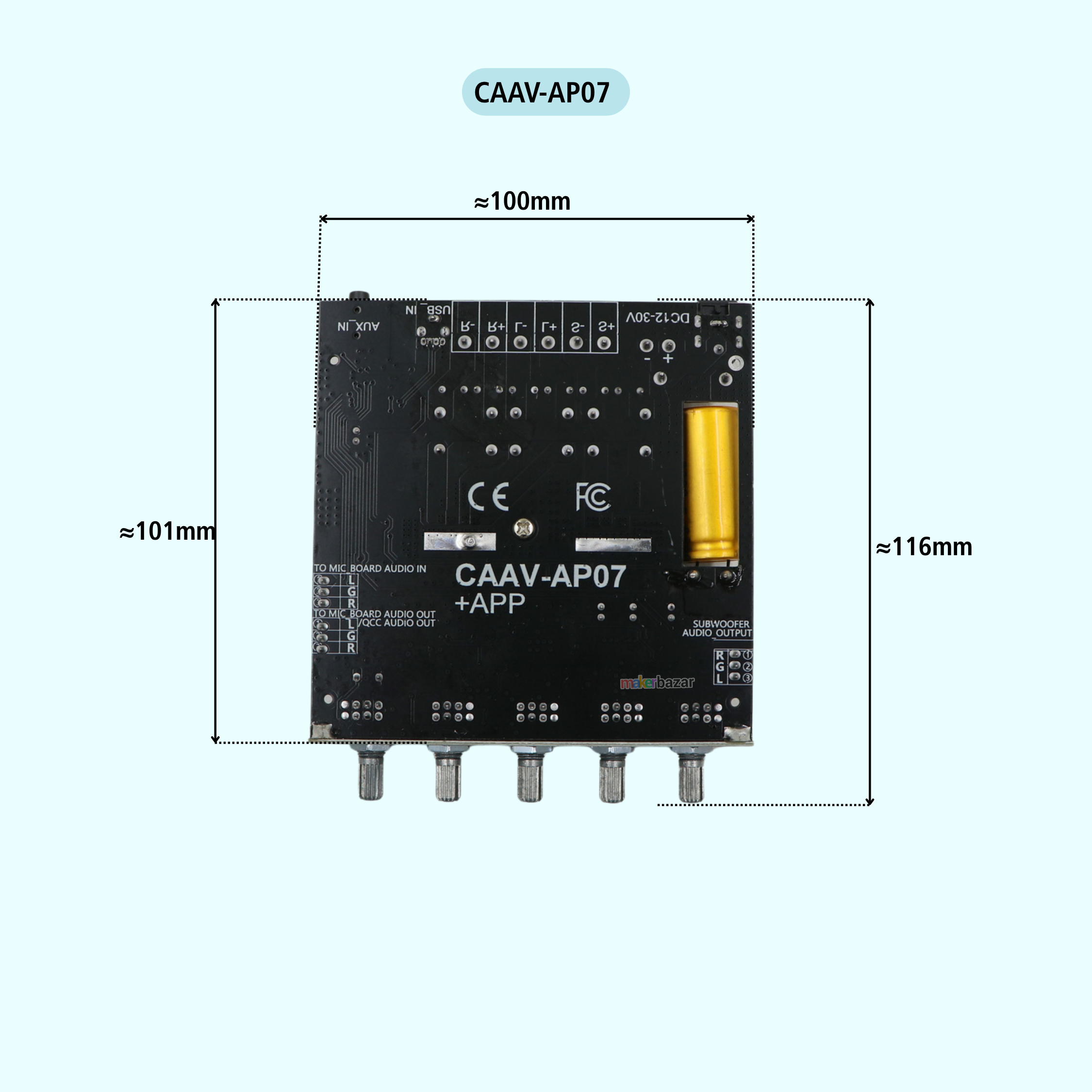 CAAV-AP07 TPA3221 2.1 Channel Digital Audio Amplifier Board 100W×2 + 200W 5.1BT
