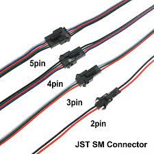 JST-SM 2 Pin Plug Male and Female Connector Pair with Wire