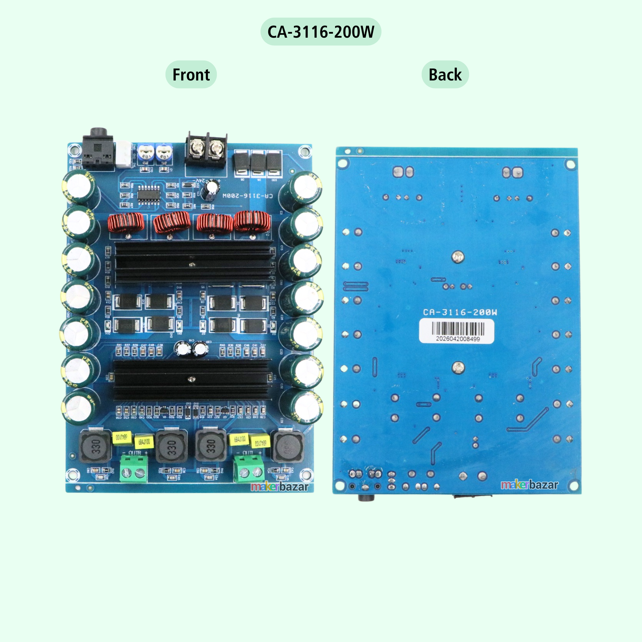 CA-3116-200W Class-D Stereo Audio Amplifier Board