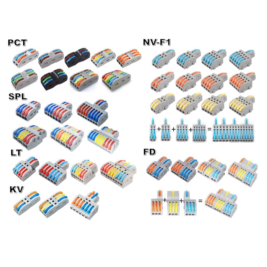 Spring Connection Terminal Blocks PCT-SPL Pole Wire Connector Terminal Block with Spring Lock Lever for