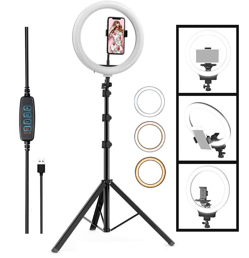 Cutout silhouette led ring lamp on tripod Vector Image