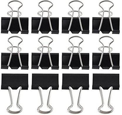 Metal Binder Clips Black (Pack of 12)