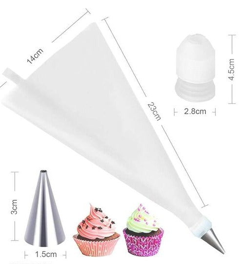 12 Piece Cake Decorating Set With Frosting Icing Piping Bag Tips and Steel Nozzles