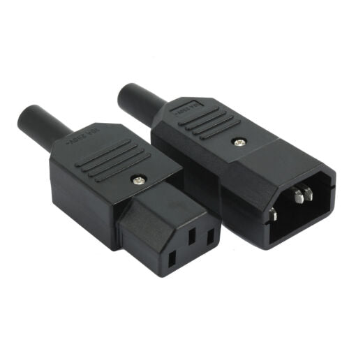 AC250V 10A IEC320 C14 Male to C13 Female Black (Pair)