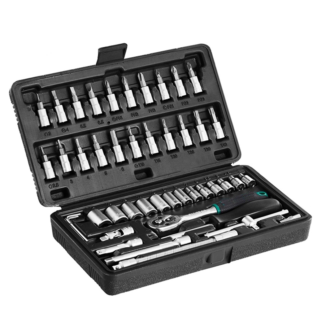 46pcs Socket Combination Set 1/4 Inch DIY Repair Tool Kit