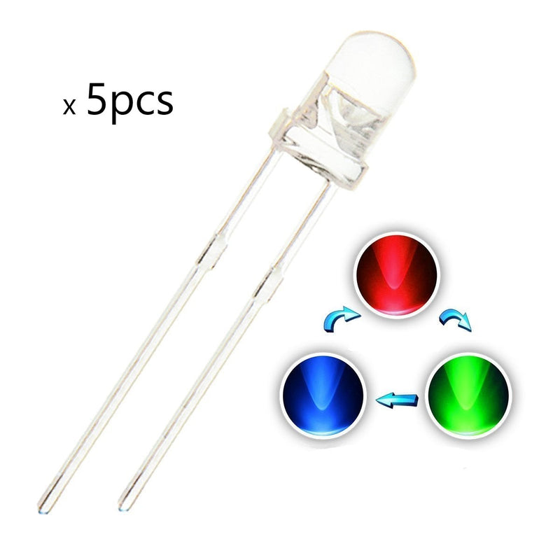 2 Pin DIP Tricolor LED 5mm (Auto Flashing) – RGB (Red-Green-Blue)