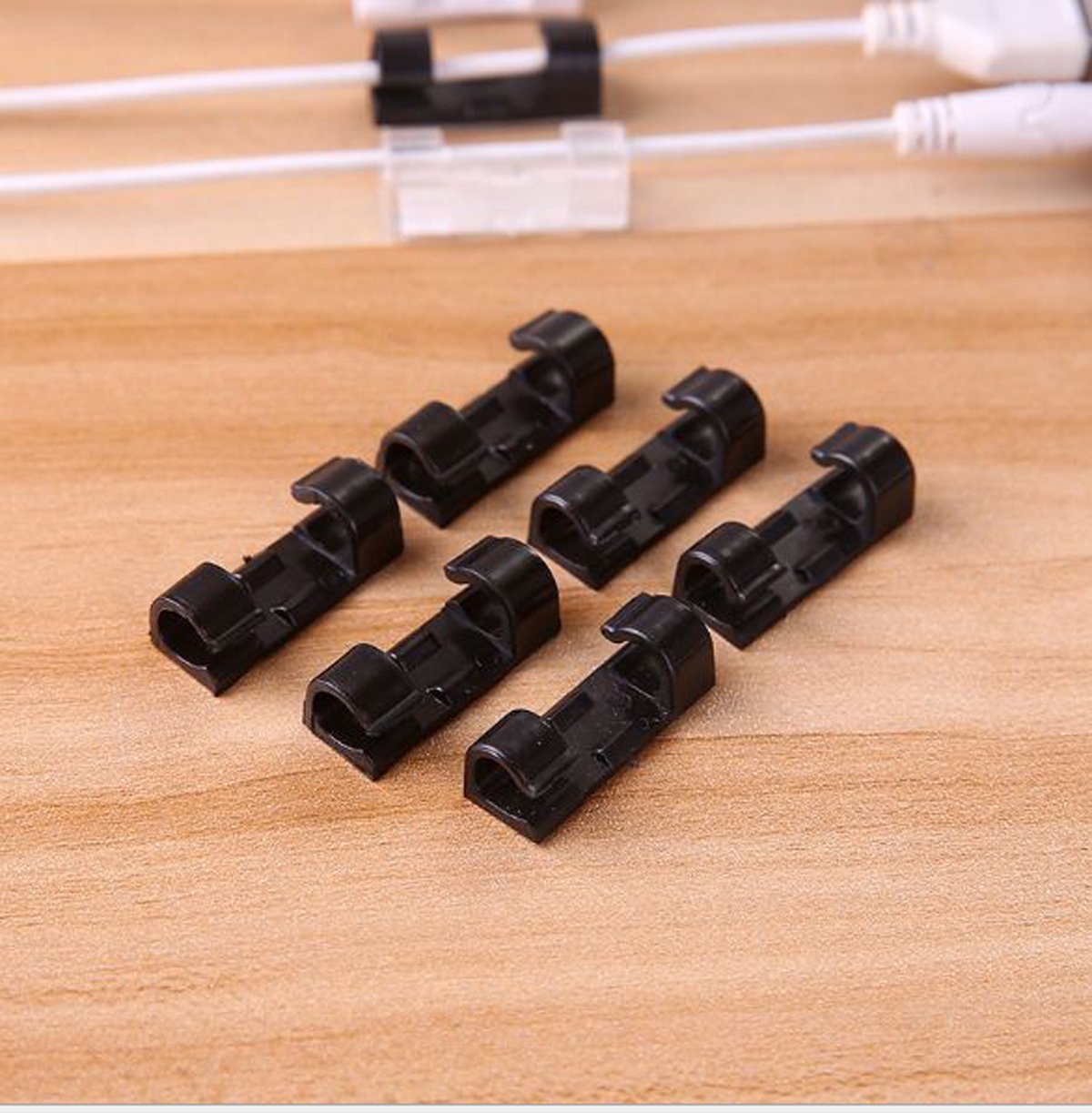 20 Pcs Self-Adhesive Cable Clips Organizer - Black/White/Transparent