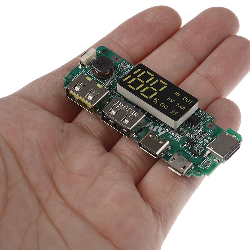 18650 5V 2.4A Dual USB + Type-C + Micro + Lightning/Apple USB Power Bank With LED Display 18650 Charger Board