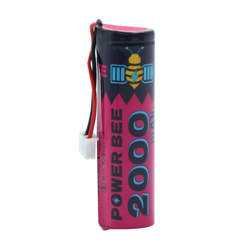PowerBee: 2000mAh 3.7V 18650 Cell Li-ion Rechargeable Battery with Wire Connector