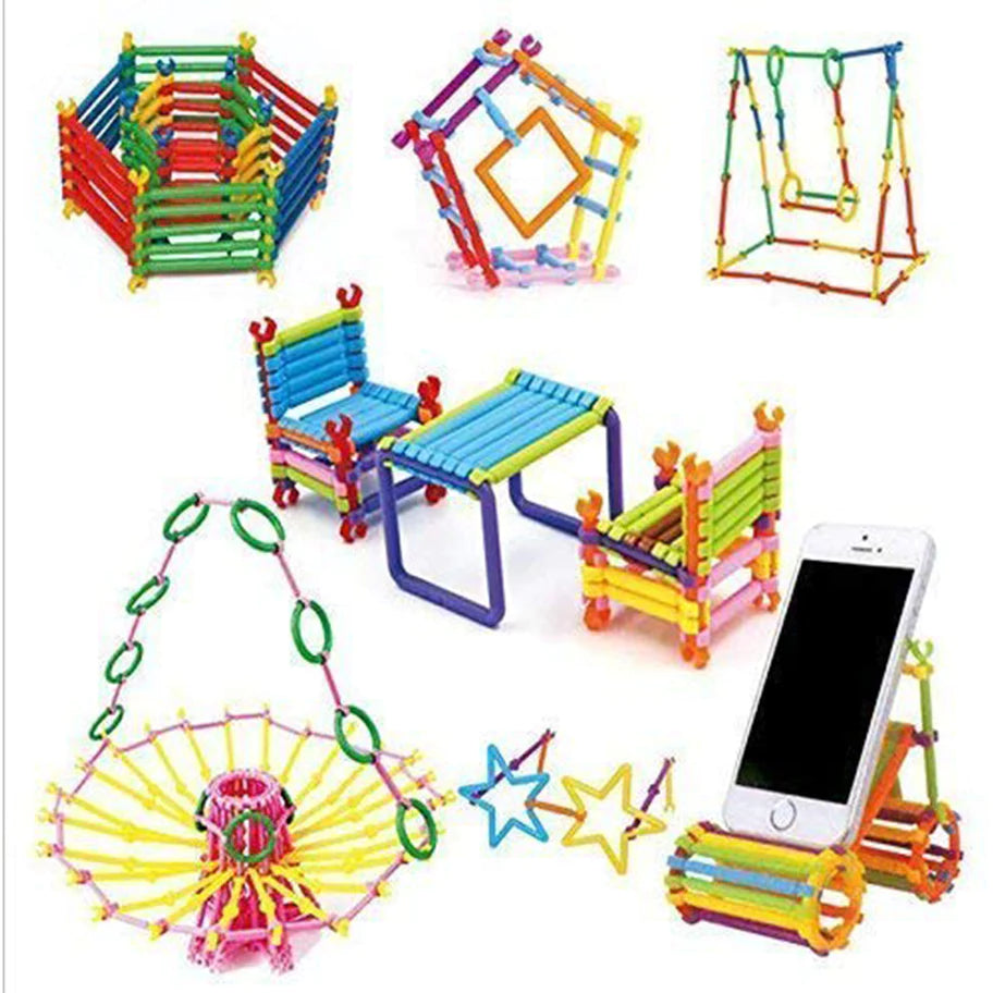 250pcs Plastic Sticks Building Blocks, Early Creative Learning