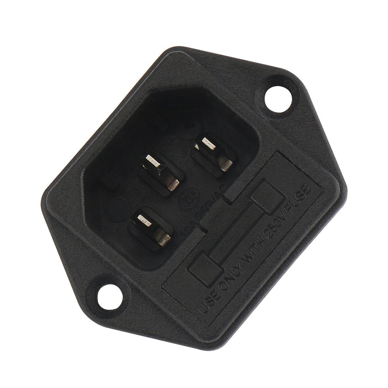Uxcell AC 250V 10A IEC320 C14 Inlet Power Socket With Cover - 3-Pin, Black, 1 Set