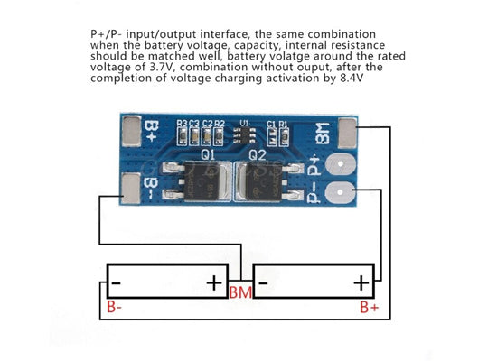 7.4V BMS 2S 8A 18650 Lithium Battery Protection Board(Peak Current 15Amp) HX-2S-D01