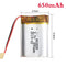 Generic: 602535 3.7 V 650mAh Lipo Battery - Single Cell Lithium Polymer Battery
