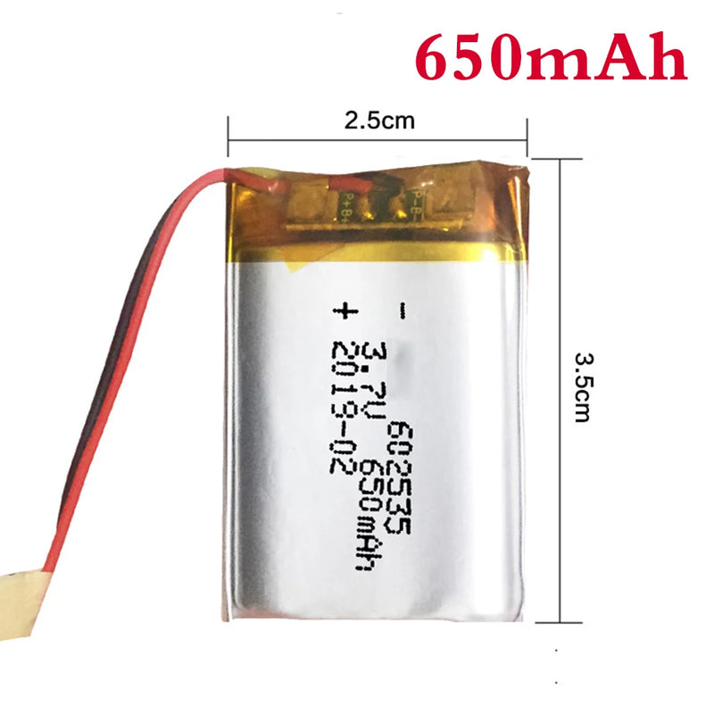 Generic: 602535 3.7 V 650mAh Lipo Battery - Single Cell Lithium Polymer Battery