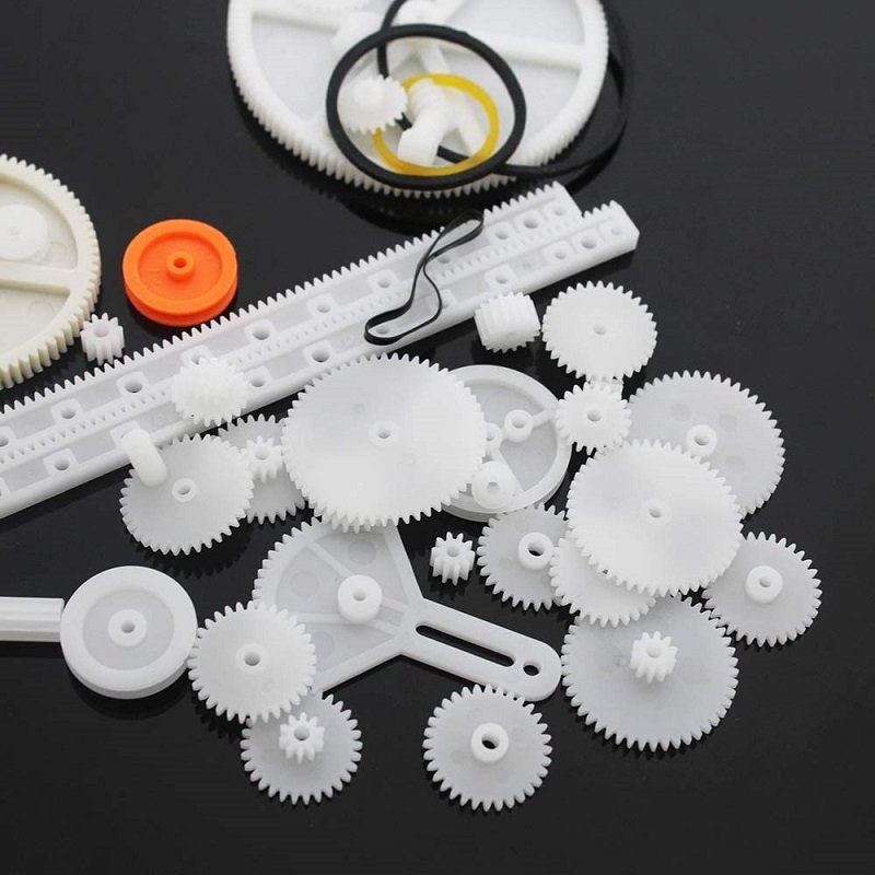 34Pcs Plastic Gear Assorted Kit Set with Various Gear and Axle Belt and Pulleys for DIY Car Robot Project