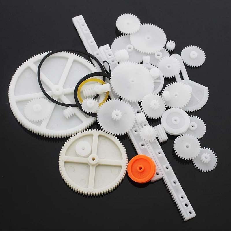 gear project 34Pcs Plastic Gear Assorted Kit Set with Various Gear and Axle Belt an