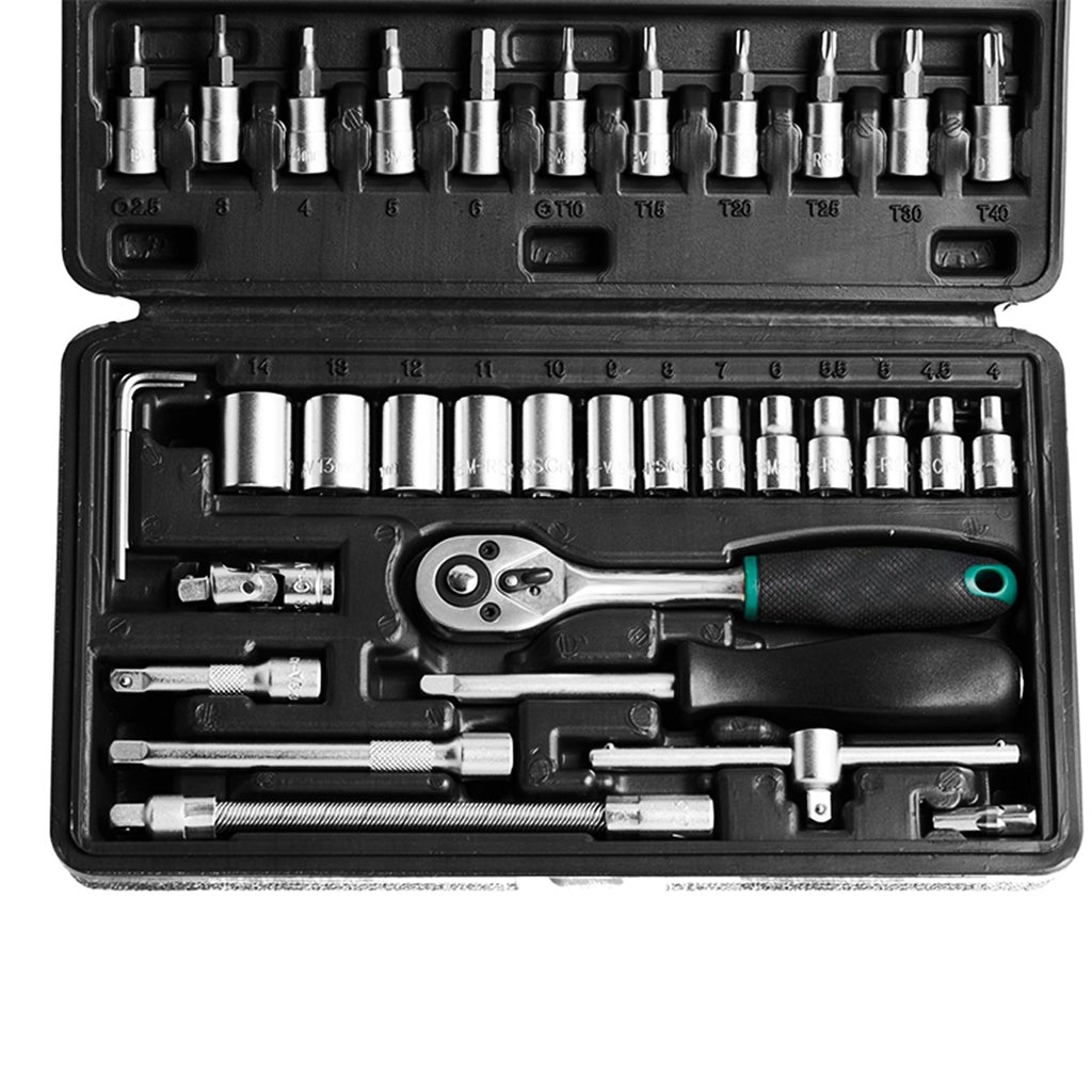 46pcs Socket Combination Set 1/4 Inch DIY Repair Tool Kit