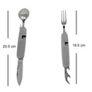 Travel Camping 4-in-1 Stainless Steel Folding Multi Swiss Cutlery Set Spoon Fork Knife Set