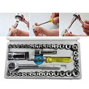 40pcs Socket Combination Toolkit Wrench Set for Cars/Bike/Cycle