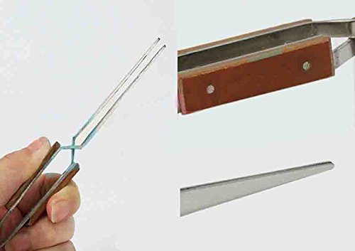 Straight Tip Cross Locking Stainless Steel Self Closing Tweezer with Fiber Handle