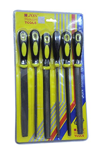 Jon Bhandari: F-002 6 pcs Premium Assorted 8 inches File Set with Rubber Handle