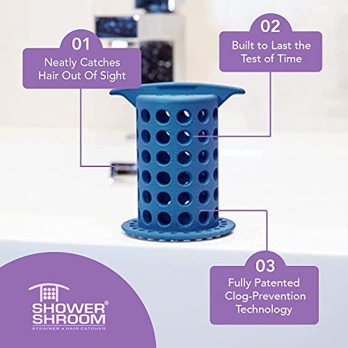 ShowerShroom The Revolutionary 2 Stand-up Shower Stall Drain Protector Hair Catcher/Strainer, Blue