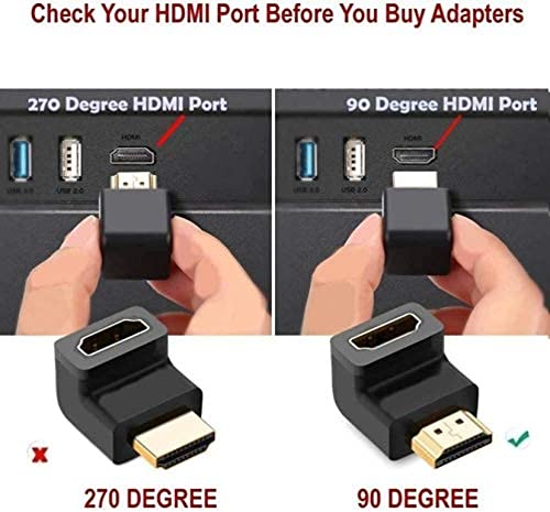 HDMI Female To HDMI Male 90 Degree Right Angle Adapter (L Shape - Coupler)