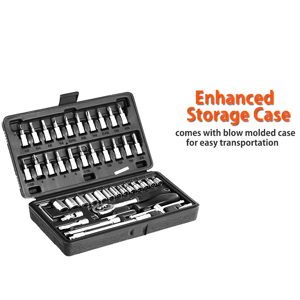 46pcs Socket Combination Set 1/4 Inch DIY Repair Tool Kit