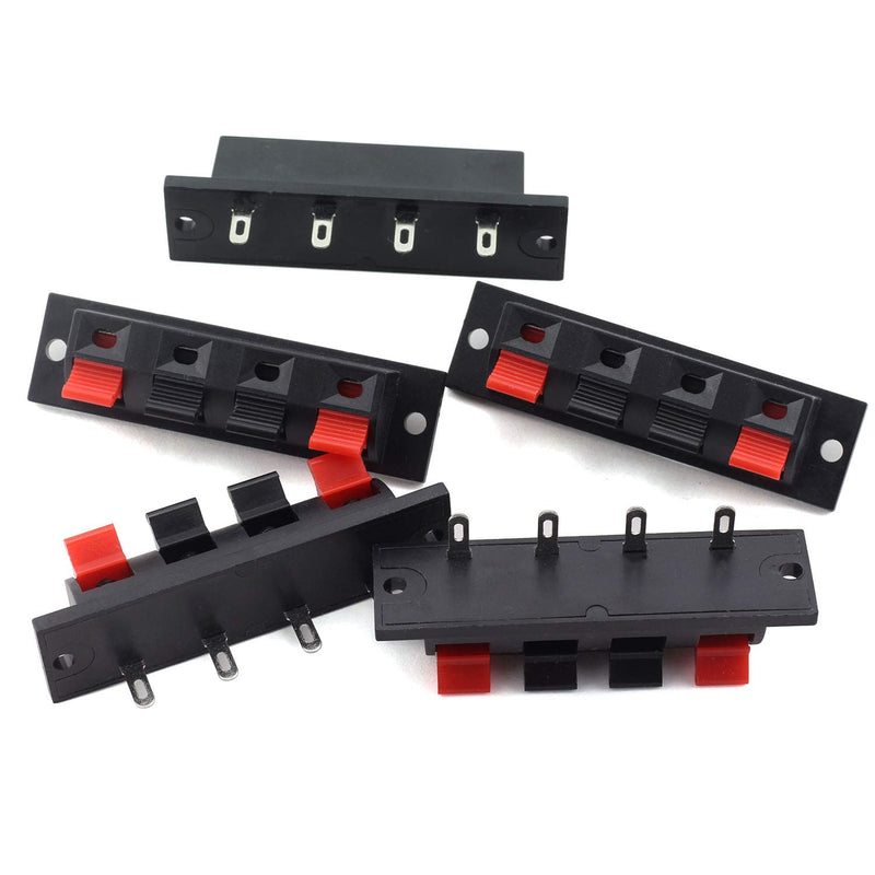 [Straight] 4 Way/Pole Speaker Terminals Long Socket/Block/Connector With Push Release/Insert Spring Loaded Mechanism