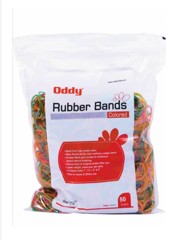 Oddy: RB-50G Coloured Rubber Bands 1.5Inch/38mm - 50gm
